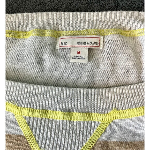 Gap Sweater Womens Brown Gray Striped Long Sleeve Pullover Size M Lightly Worn - Picture 3 of 6
